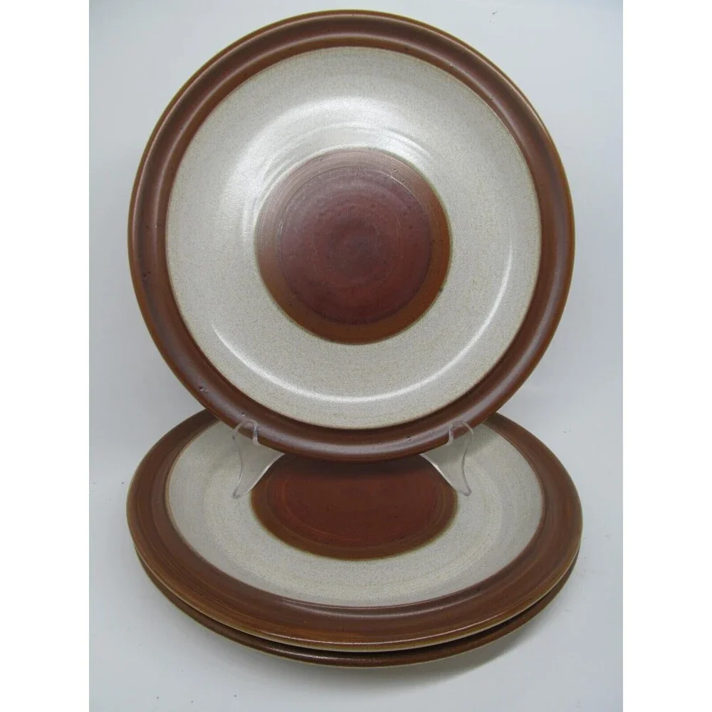 Denby Potters Wheel Rust Set Of 3 Vintage Brown And Tan 10